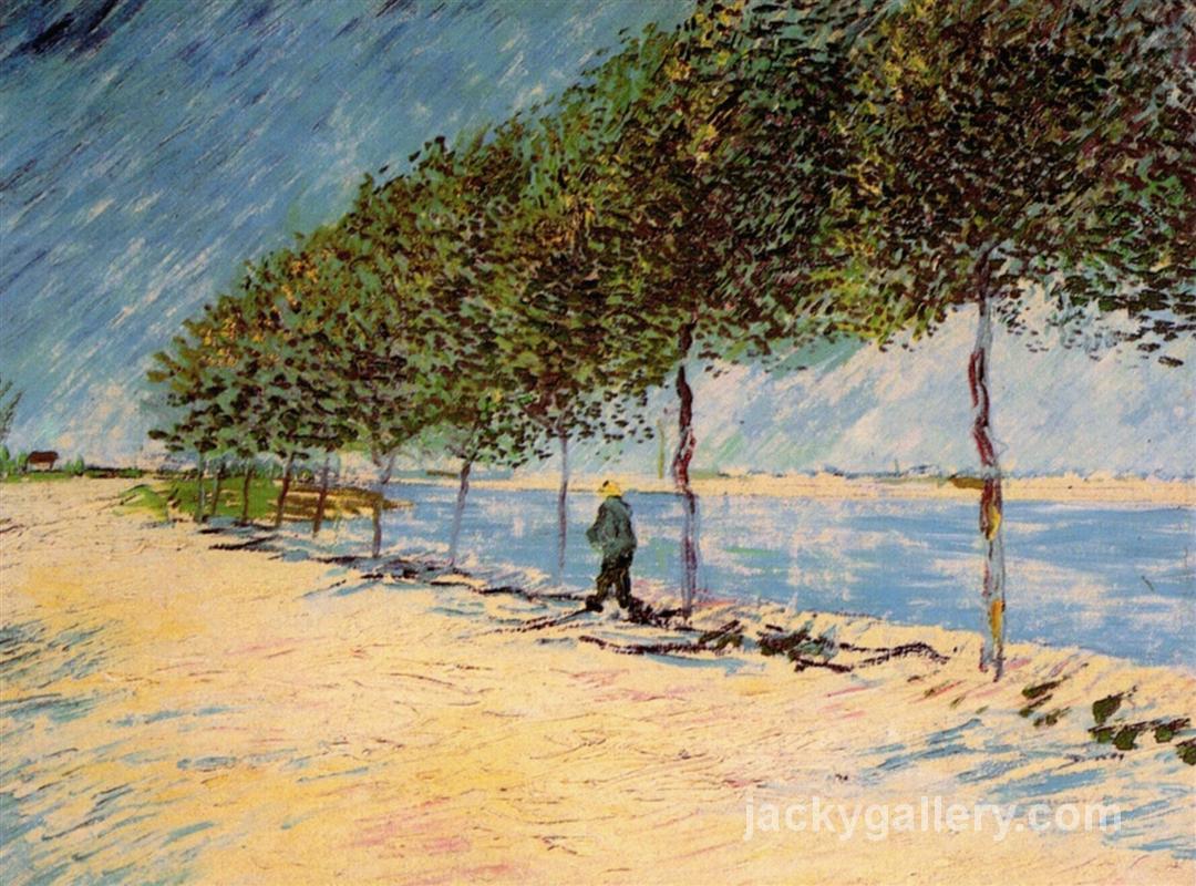 Walk Along the Banks of the Seine Near Asnieres, Van Gogh painting